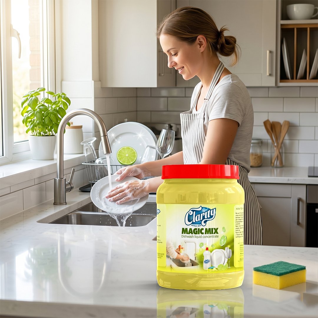 Clarity Magicmix DishWash Concentrate | Powerful Grease-Cutting Dishwashing Liquid for Utensils and Cookware | Shine more | Makes 5L image 3
