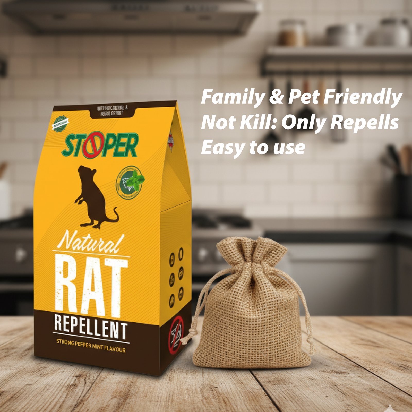 Stoper Natural Rat Repellent Bags | Strong Pepper Mint Flavour | 100% Natural and Herbal Extract |Suitable for Car, Storage Area, Electrical Panels, Cubboards, Under Appliances-20g(Pack of 4) image 2