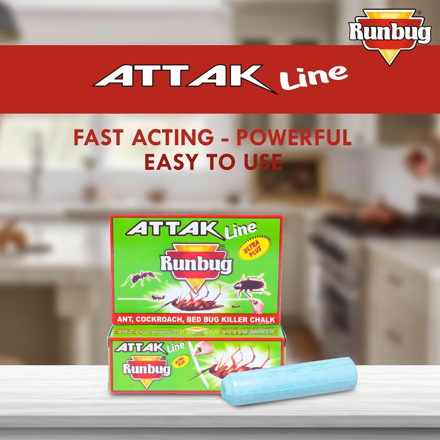 Runbug Attak Line | Ant killer | Cockroach killer | Bed Bug Killer Chalk (pack of 1=12 box)240 g image 4